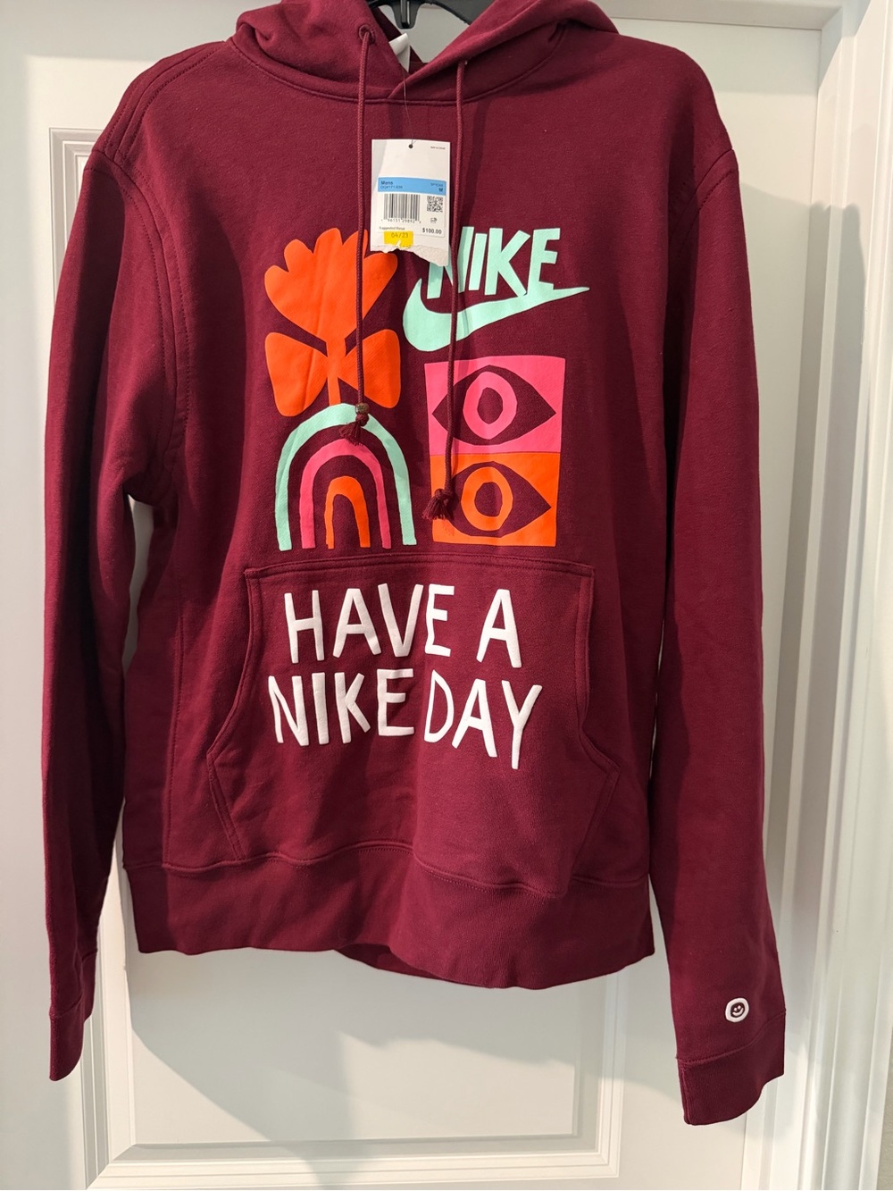 Have A NIKE Day Hoodie Sweatshirt French Terry Burgundy DQ4171 $100 Men's Med